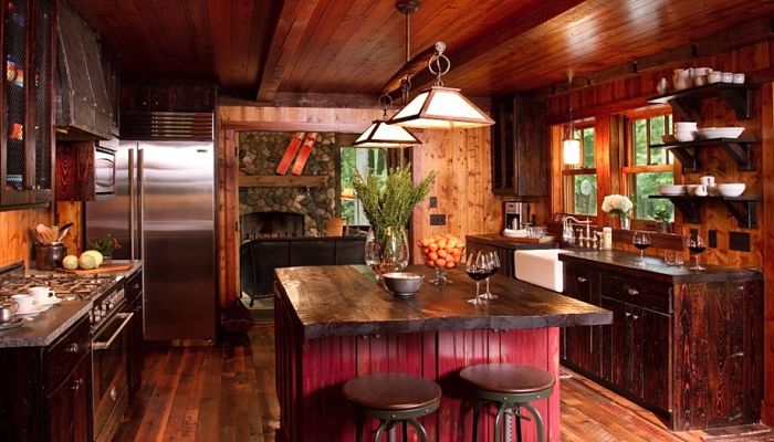 De madera oscura y los estallidos de Red, Diseños de cocina rustica