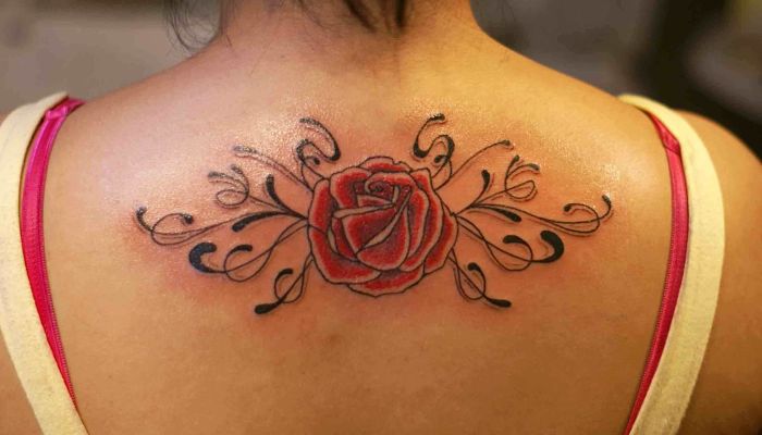 Tatuajes de rosas en la espalda